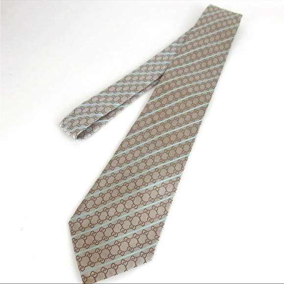 Gucci Beige and Brown Striped Men's Tie reasonable offer is accepted - Picture 1 of 4